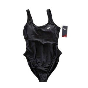 Reebok Black Scoop-Neck Athletic One-Piece Swimsuit Size M NWT $62